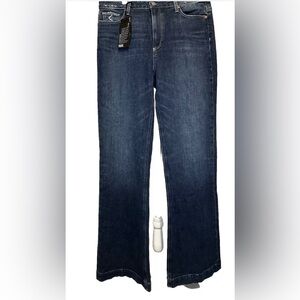 Paige Jeans Leenah Stretch Dark Wash High Rise Wide Leg Denim Sz 32/34